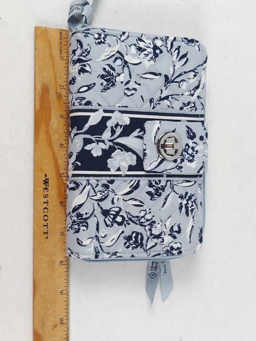 Vera Bradley Teal and Navy Zip Around Clutch Wallet